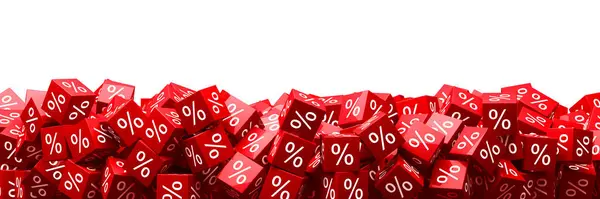 Percentagem Símbolos Cair Cubos Venda Vermelho Por Cento Conceito Financeiro — Fotografia de Stock
