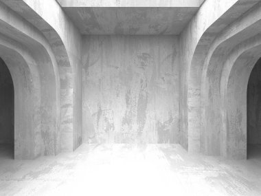 Soyut iç dizayn beton oda. Mimarlık geçmişi. 3d oluşturma