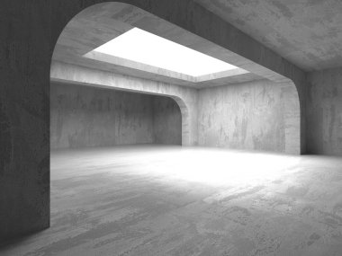 Soyut boş modern iç mekan. Beton duvarlar. Mimarlık geçmişi. 3d oluşturma