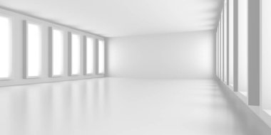 Boş Oda. Soyut Fütürist İçişleri. 3d Görüntüleme