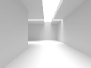 Beyaz Modern mimari iç arka plan. 3D render illüstrasyon