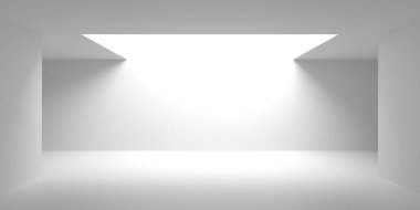 Beyaz Modern mimari iç arka plan. 3D render illüstrasyon
