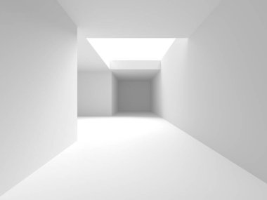 Beyaz Modern mimari iç arka plan. 3D render illüstrasyon