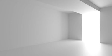 Boş Oda. Soyut Fütürist İçişleri. 3d Görüntüleme