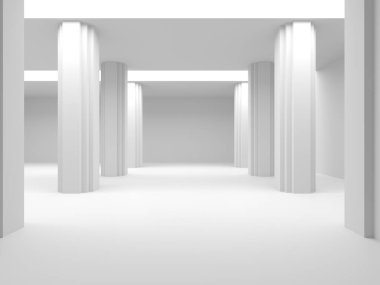 Boş Oda. Soyut Fütürist İçişleri. 3d Görüntüleme