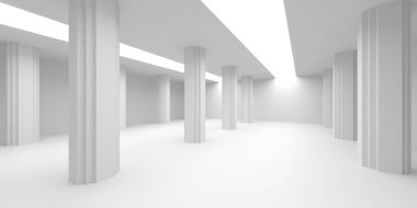 Boş Oda. Soyut Fütürist İçişleri. 3d Görüntüleme