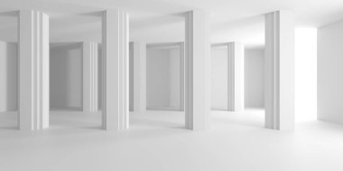 Boş Oda. Soyut Fütürist İçişleri. 3d Görüntüleme