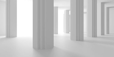 Boş Oda. Soyut Fütürist İçişleri. 3d Görüntüleme