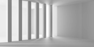 Boş Oda. Soyut Fütürist İçişleri. 3d Görüntüleme