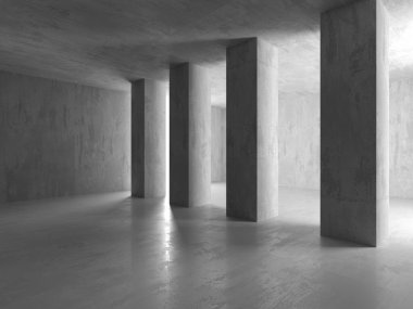 Soyut iç dizayn beton oda. Mimarlık geçmişi. 3d oluşturma