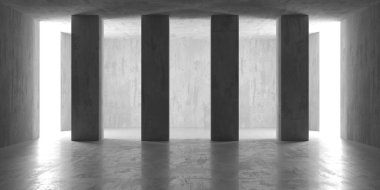 Soyut iç dizayn beton oda. Mimarlık geçmişi. 3d oluşturma