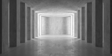 Soyut mimari iç plan. Modern beton oda. 3d oluşturma