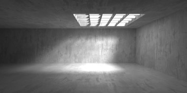 Soyut mimari iç plan. Modern beton oda. 3d oluşturma