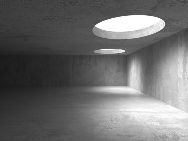 Soyut boş modern iç mekan. Beton duvarlar. Mimarlık geçmişi. 3d oluşturma