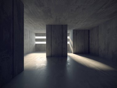 Soyut mimari iç plan. Modern beton oda. 3d oluşturma