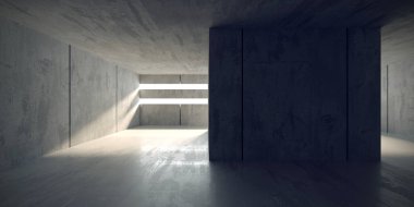 Soyut boş modern iç mekan. Beton duvarlar. Mimarlık geçmişi. 3d oluşturma