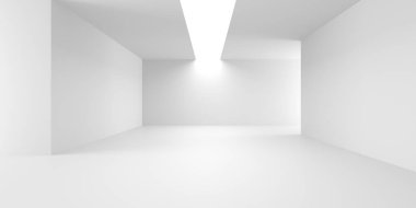 Beyaz Modern mimari iç arka plan. 3D render illüstrasyon