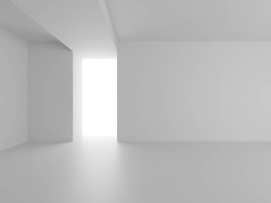 Beyaz Modern mimari iç arka plan. 3D render illüstrasyon