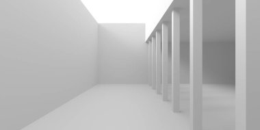 Boş Oda. Soyut Fütürist İçişleri. 3d Görüntüleme