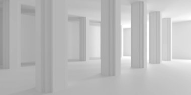 Boş Oda. Soyut Fütürist İçişleri. 3d Görüntüleme