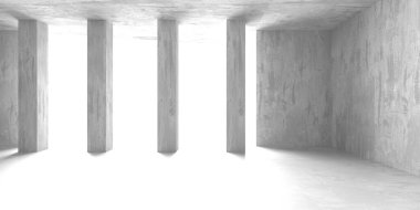 Soyut iç dizayn beton oda. Mimarlık geçmişi. 3d oluşturma