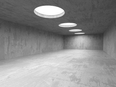 Soyut iç dizayn beton oda. Mimarlık geçmişi. 3d oluşturma