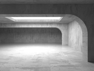 Soyut iç dizayn beton oda. Mimarlık geçmişi. 3d oluşturma