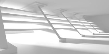 Beyaz Modern mimari iç arka plan. 3D render illüstrasyon