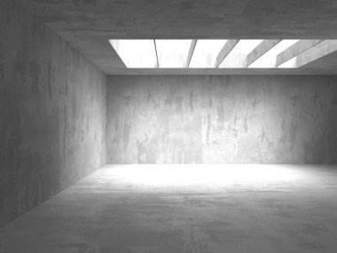 Soyut iç dizayn beton oda. Mimarlık geçmişi. 3d oluşturma