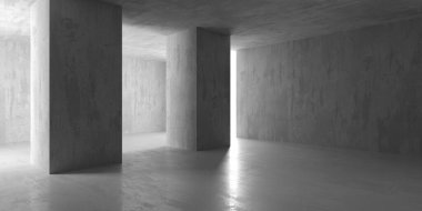 Soyut mimari iç plan. Modern beton oda. 3d oluşturma