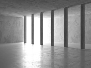 Soyut mimari iç plan. Modern beton oda. 3d oluşturma