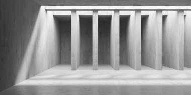 Soyut boş modern iç mekan. Beton duvarlar. Mimarlık geçmişi. 3d oluşturma