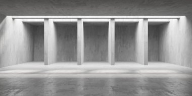 Soyut mimari iç plan. Modern beton oda. 3d oluşturma