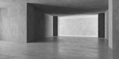 Soyut iç dizayn beton oda. Mimarlık geçmişi. 3d oluşturma