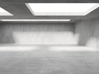 Soyut iç dizayn beton oda. Mimarlık geçmişi. 3d oluşturma