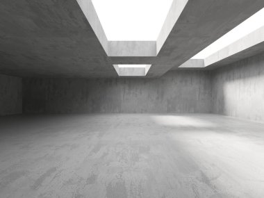 Soyut mimari iç plan. Modern beton oda. 3d oluşturma