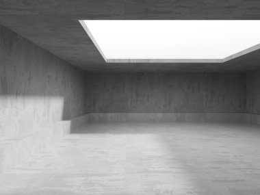 Soyut boş modern iç mekan. Beton duvarlar. Mimarlık geçmişi. 3d oluşturma