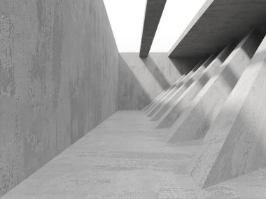 Soyut mimari iç plan. Modern beton oda. 3d oluşturma