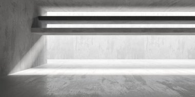 Soyut boş modern iç mekan. Beton duvarlar. Mimarlık geçmişi. 3d oluşturma