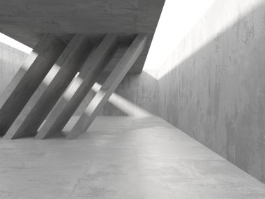 Soyut mimari iç plan. Modern beton oda. 3d oluşturma