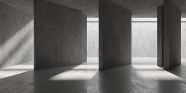 Soyut mimari iç plan. Modern beton oda. 3d oluşturma