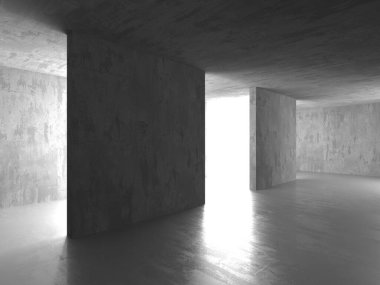 Soyut iç dizayn beton oda. Mimarlık geçmişi. 3d oluşturma