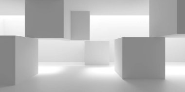 Boş Oda. Soyut Fütürist İçişleri. 3d Görüntüleme