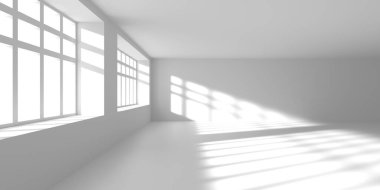 Beyaz Modern mimari iç arka plan. 3D render illüstrasyon