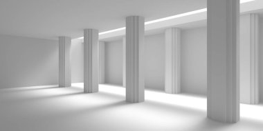 Boş Oda. Soyut Fütürist İçişleri. 3d Görüntüleme