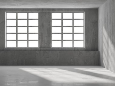 Soyut iç dizayn beton oda. Mimarlık geçmişi. 3d oluşturma