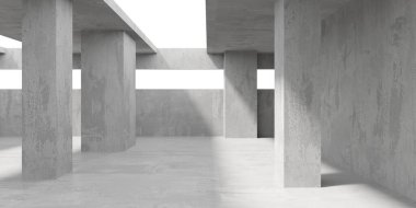 Soyut boş beton döşeme. Minimalist karanlık oda tasarım şablonu. 3d oluşturma