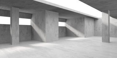 Beton duvarlı pis bir oda. Eski taş döşeme. 3d oluşturma