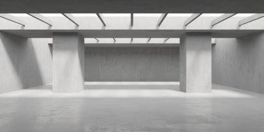 Soyut boş beton döşeme. Minimalist karanlık oda tasarım şablonu. 3d oluşturma