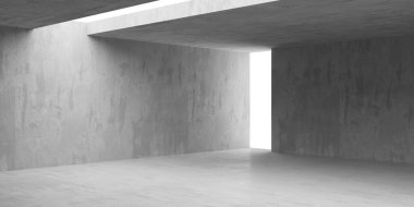 Soyut iç yapısı olan beton bir oda. Açık alan. Sanayi arka plan şablonu. 3d oluşturma